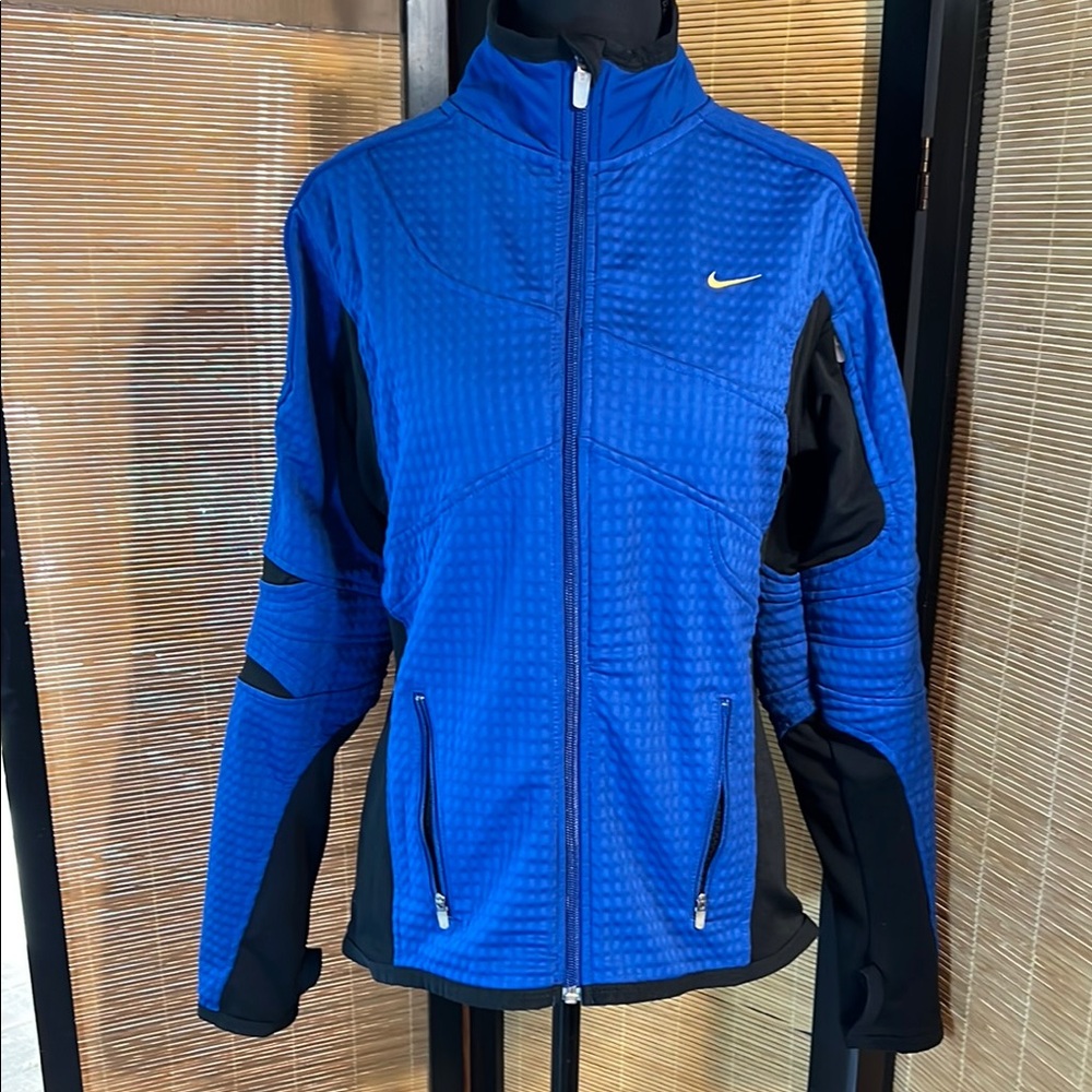 Nike Blue and Black Ski Jacket with Quilted Design
